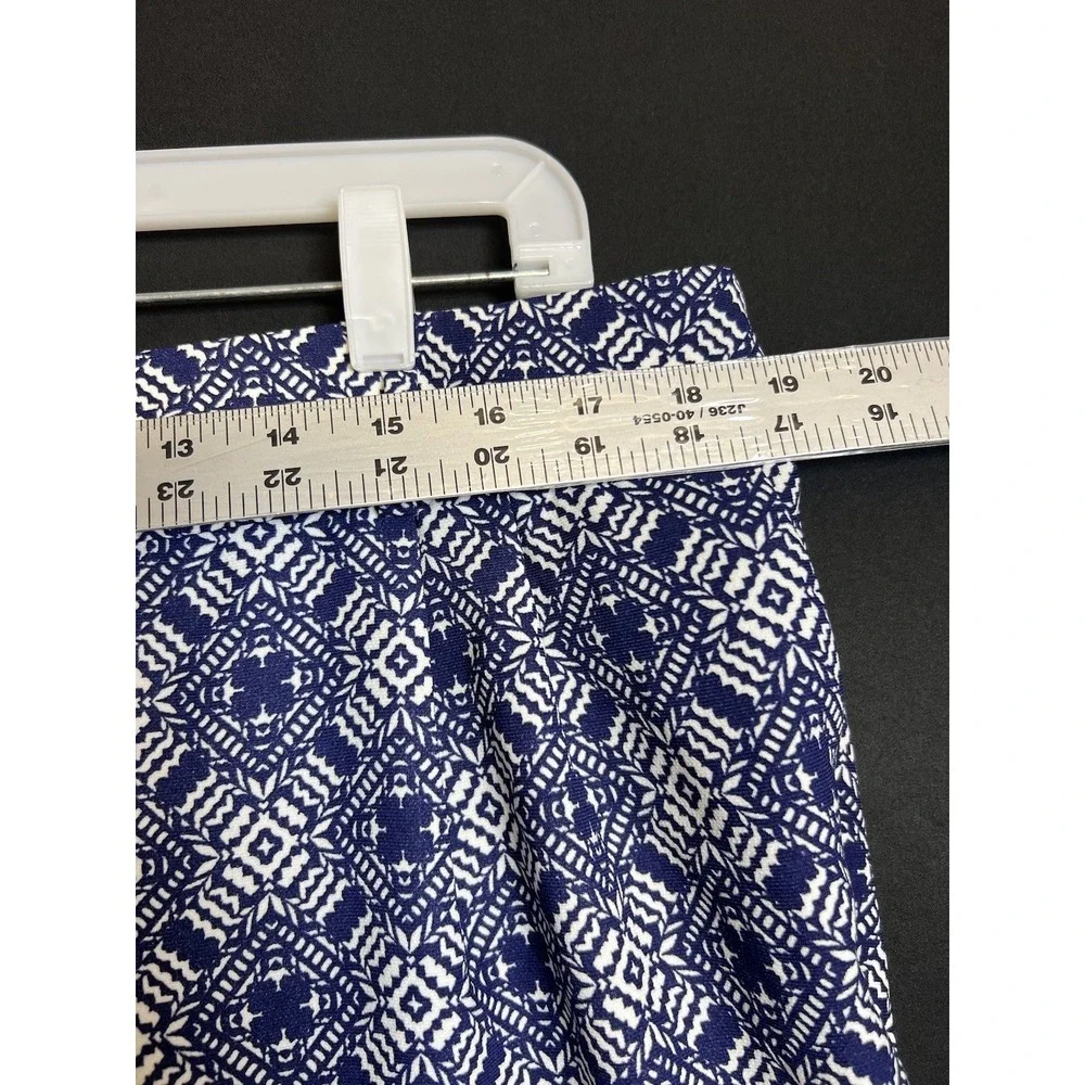 J. Crew Cropped Printed  Front Blue White Dress Pants Sz 14